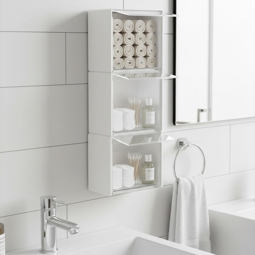Sleek Wall-Mounted Flip-Top Organizer for Personal Essentials